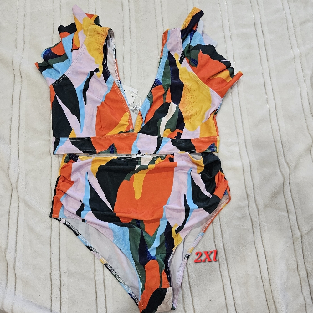 Colorful Abstract Print Swimsuit